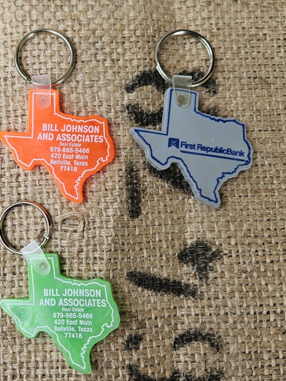 Vintage Texas Advertising Key Ring Keychain Lot 4 Rubbery Plastic Key Chains - Picture 4 of 9